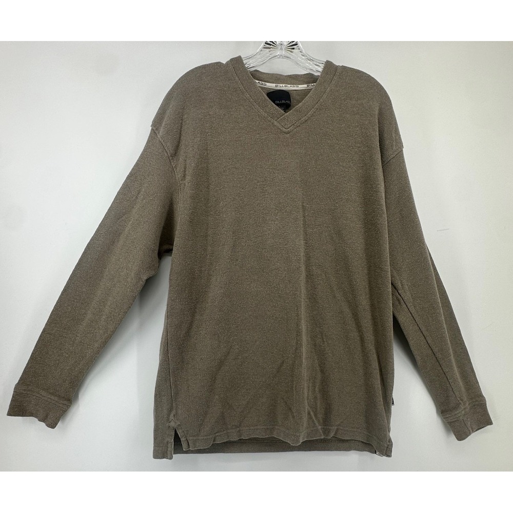 VTG Bill Blass Sweater Mens L Green Knit Grandpa Henley Fisherman 90s Y2K USA